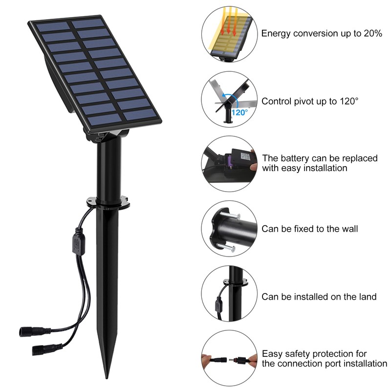 T-SUN Solar Spotlights Outdoor Waterproof, 2-in-1 Solar Landscape Spotlights Solar