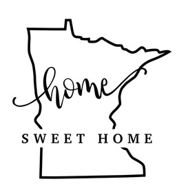 Home Sweet Home Minnesota State Outline NOK Decal Vinyl Sticker |Cars Trucks Vans Walls Laptop| Black |5.5 x 5.5 in|NOK1730