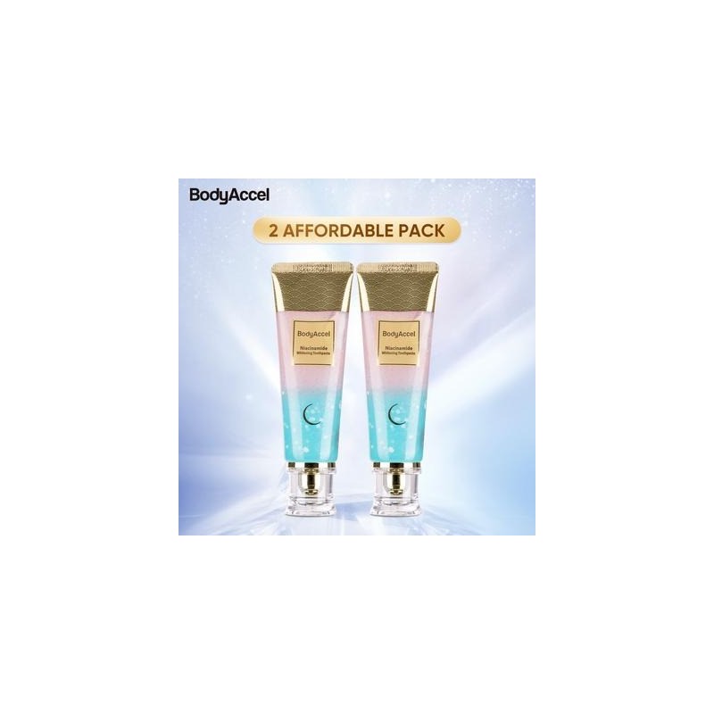 2-Pack BodyAccel Niacinamide Whitening Toothpaste – Fast-Acting Peach & Mint
