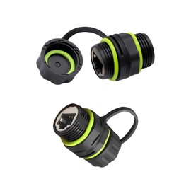 Danfetsoy RJ45 Panel Mount Coupler IP68 Waterproof, RJ45 Connector Waterproof Shielded Suitable CAT6/5E/5 for Outdoor Cameras, Electronic Equipmer, Nautical Aeronautical, etc (2 Pack)