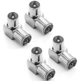 GQunit TV Male Aerial Coaxial Adaptor to PAL Female Adapter Right Angle, 4 Pack Angle 9.5mm TV Satellite Antenna RF Coax Adapter Male to Female Connector