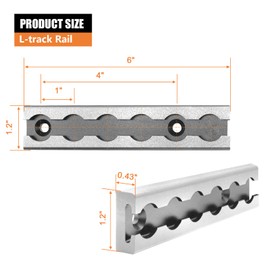 SALUINOKI 6" L-Track Rail Silver 4 Pack, Aluminum Ltrack Rail for Truck and Trailer, Truck Bed Rail for Motorcycles, ATVs and Bikes