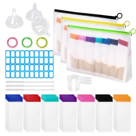 44 Pcs Travel Protein Powder Containers, Reusable Protein Powder Container To Go Includes 28 Single-Dose Bags and 3 Large Zip Bags, BPA-free Protein Powder Container for Workout, Fitness, Travel