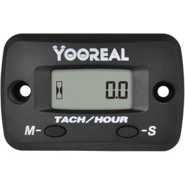 YOOREAL Digital Maintenance Hours Tachometer,User Shutdown,Waterproof Design for Riding Lawn Mower Brush Cutter Generator Air Compressor Scooter Chainsaw Pit Bike Paramotor Go Kart.