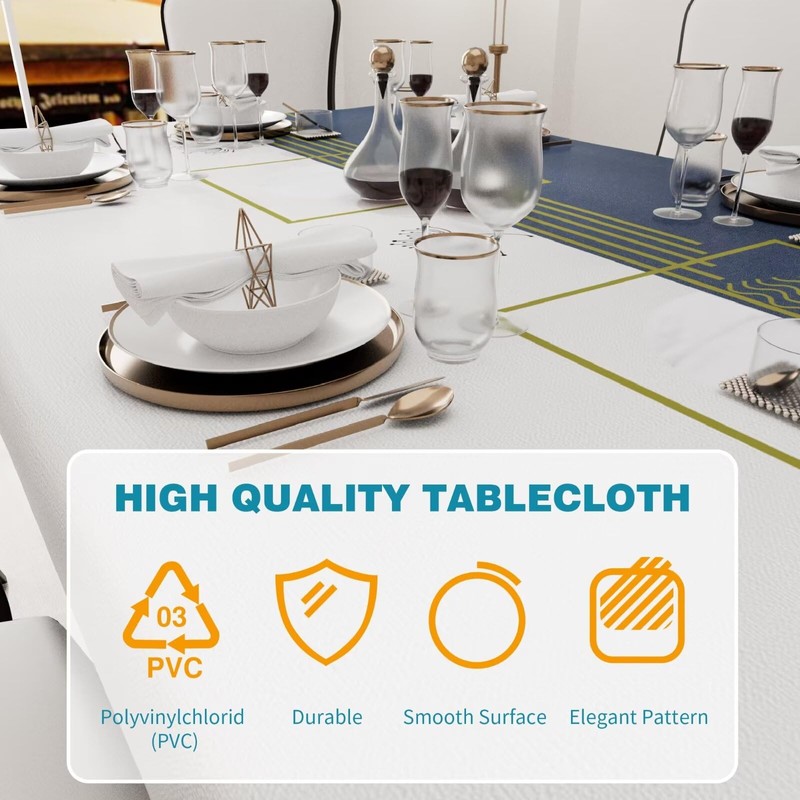 Rectangular Waterproof PVC Tablecloth, Tablecloth for Dining Room, Garden, Party,