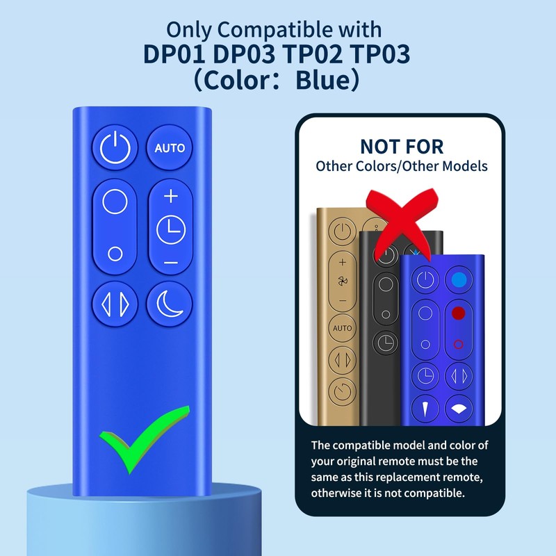 Snrigw Replacement Remote for Dyson DP01/DP03/TP02/TP03 (Blue) Compatible with Pure