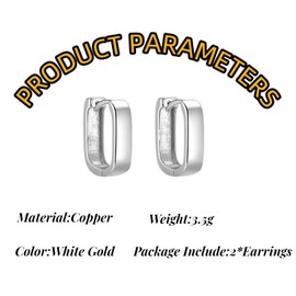 GAUEIOUR Small Chunky Silver Earrings for Women Trendy Small Hoop Earrings, Wide-face Geometric Square Earrings Small Copper White Gold Huggie Hoops Earrings Hypoallergenic for Women Men Birthday Presents