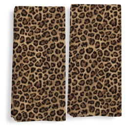 Qeheb Trendy Funky Retro Leopard Kitchen Towels Set of 2, Cheetah Decor Hand Towels for Bathroom, Leopard Print Decorative Dish Tea Towels for Kitchen Decor, Cheetah Bathroom Decor, 16X24In