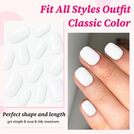 Lifextol 120PC White Square Press on Nails Short Fake Nails Press ons with Adhesive Tabs, 12 Sizes Square Nails Tips Short Acrylic Nails Press on Nails Petite Stick on Nails Artificial Fingernails