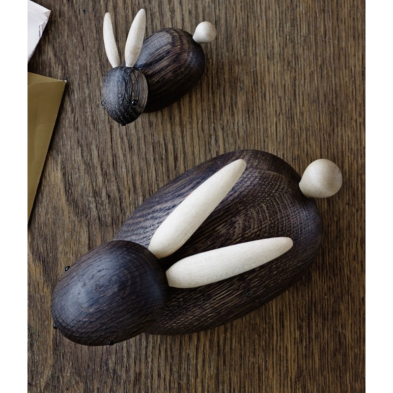 Lucie Kaas Wooden Rabbit Figurine, Brown, 9 cm