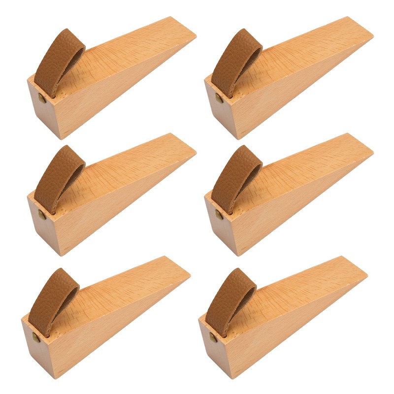 6pcs Door Stopper Wedge Polished Glossy Compact Wooden Firefighter Door