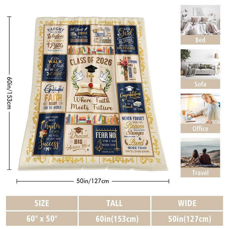 Whasnrt Christian Grad Gift Blanket 60" X 50", Class of