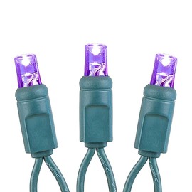 Novelty Lights Battery Operated LED Mini Lights 18 Feet, 50 Count Purple Fairy Lights on Green Wire, On/Off & Timer Modes, Indoor/Outdoor Use, 3X D-Cell Required