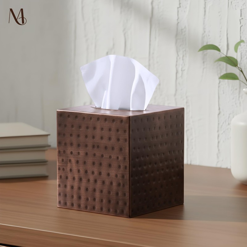 Monarch Abode Tissue Box Cover Square – Hand Hammered Antique