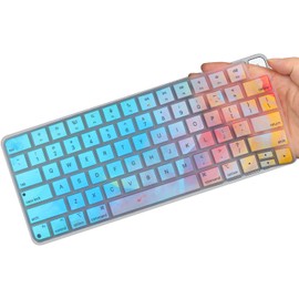 Colorful Keyboard Cover Skin for 2023 2021 Apple iMac 24 Inch Magic Keyboard M3 Chip/M1 Chip with Touch ID, Ultra Thin Keyboard Skin for 2024 2023 2022 2021 iMac 24 Model A2449 Protective Accessories