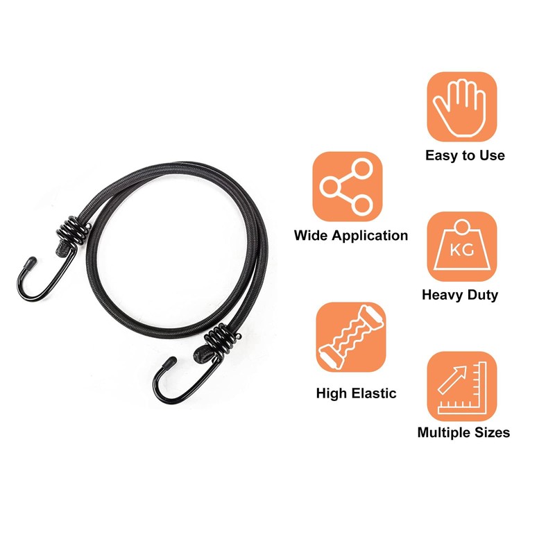 10 Pack Bungee Cords With Hooks, Heavy Duty Elastic Bungee