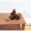 Miniature Amber Glass Jars Bottles Cork Stoppers x3 Apothecary Potions