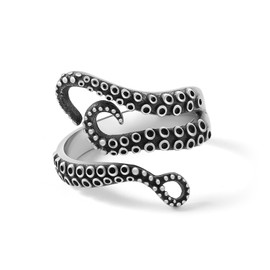 SA HEXISHIJIA Octopus Rings for Men Women, Vintage Adjustable Mens Jewelry Punk Goth Cool Tentacles Party Wedding Band(Octopus Rings)