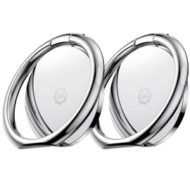 WixGear Phone Ring Holder, (2 Pack) Universal Magnetic Cell Phone Finger Holder with kickstand Phone holder for hand, Phone Ring Grip Works with Magnetic Car Mounts Compatible with all Phones (Silver)