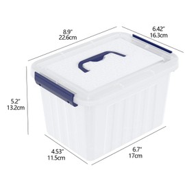 Yuright 3.5 Quart Small Clear Latching Storage Box with Handle, 6 Packs