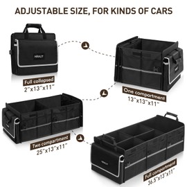 HIRALIY 4 in 1 Car Trunk Storage Organizer with Leakproof Cooler Bag, Multi-Compartment Foldable Trunk Storage Box for Car Truck SUV