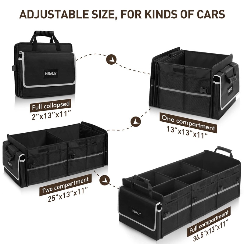 HIRALIY 4 in 1 Car Trunk Storage Organizer with Leakproof