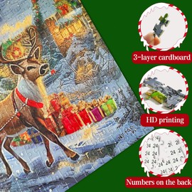 Advent Calendar 2024 Christmas Jigsaw Puzzles, 1008 Pieces Puzzle 24 Days Christmas Countdown Calendar, Christmas Holiday Gifts, Christmas Home Wall Decor