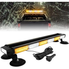 26inch Rooftop, Double Side Flashing, Safety Warning Hazard Snow Plow Light for Work Trucks Construction Tow Pickup VehiclesLight Color: Amber/white, Rated Power: 78, Beam Angle: Spot