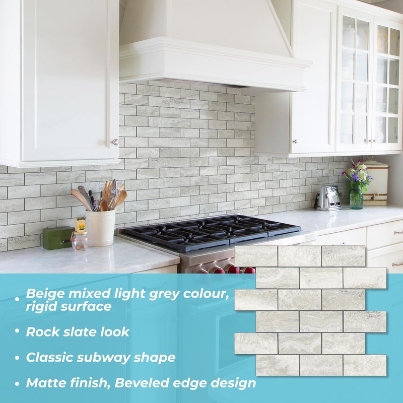 STICKGOO 10-Sheet Subway Tile Cream Peel and Stick Backsplash, Beige