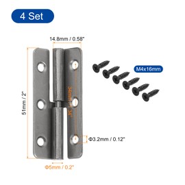 sourcing map 4Pcs Lift Off Hinge, 2" Detachable Lift Off Hinges Right Handed Slip Joint Flag Hinges Rising Butt Door Hinges, Black