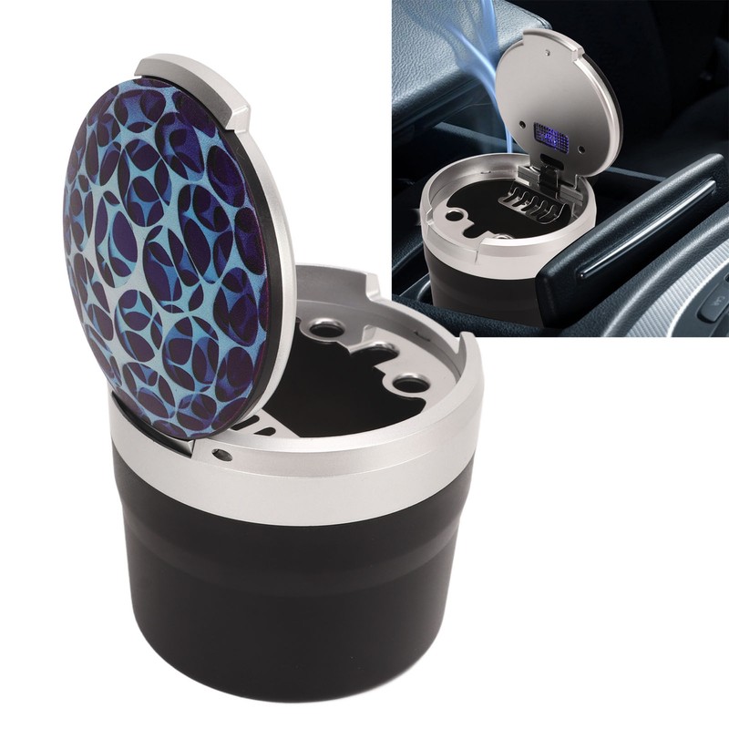 Portable Car Ashtray Mini Silver Edge Fire Prevention Smokeless Auto