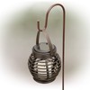 Alpine Solar Black Lantern w/Sheperd's Hook Stake, 33 Inch Tall