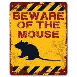 Print Crafted - Beware Of The Mouse | Vintage Metal Garden Yard Warning Sign