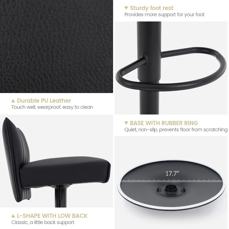Brage Living Bar Stool, Couch Spring Seat, Adjustable Swivel PU