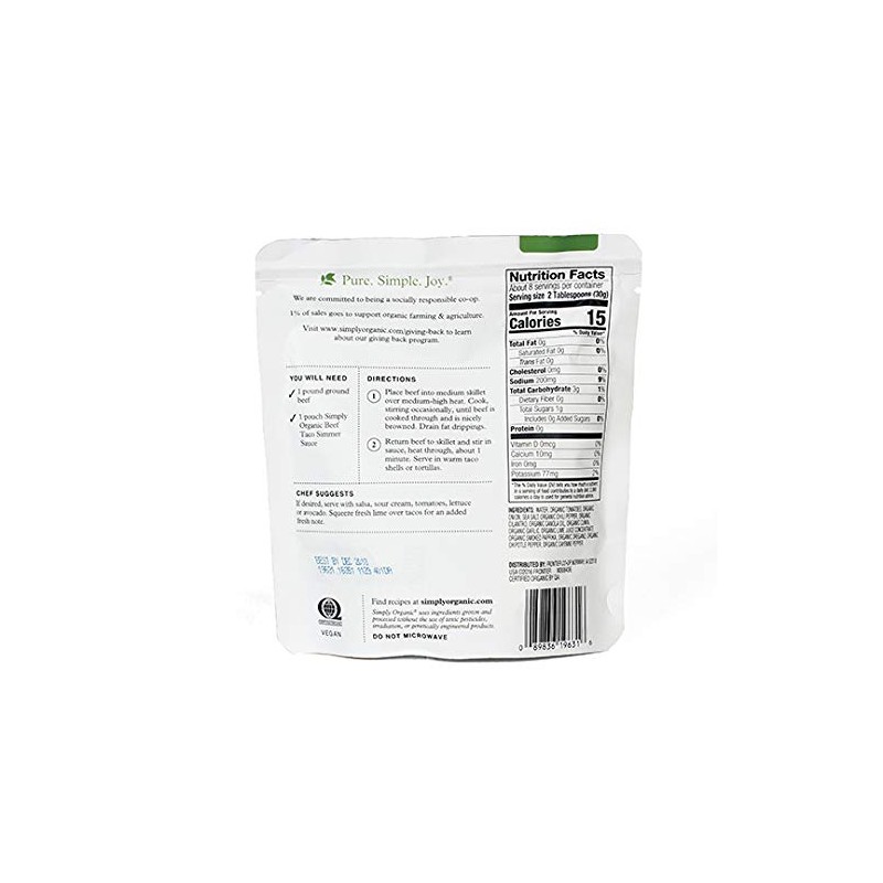 Simply Organic Southwest Taco Simmer Sauce, Certified Organic | 8