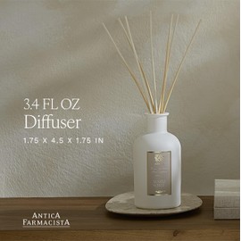 Antica Farmacista Home Ambiance Diffuser - Warm White Scent - Cashmere & Vanilla Reed Diffuser - Cozy Home Fragrance for Bedroom & Office - 3.4 fl oz