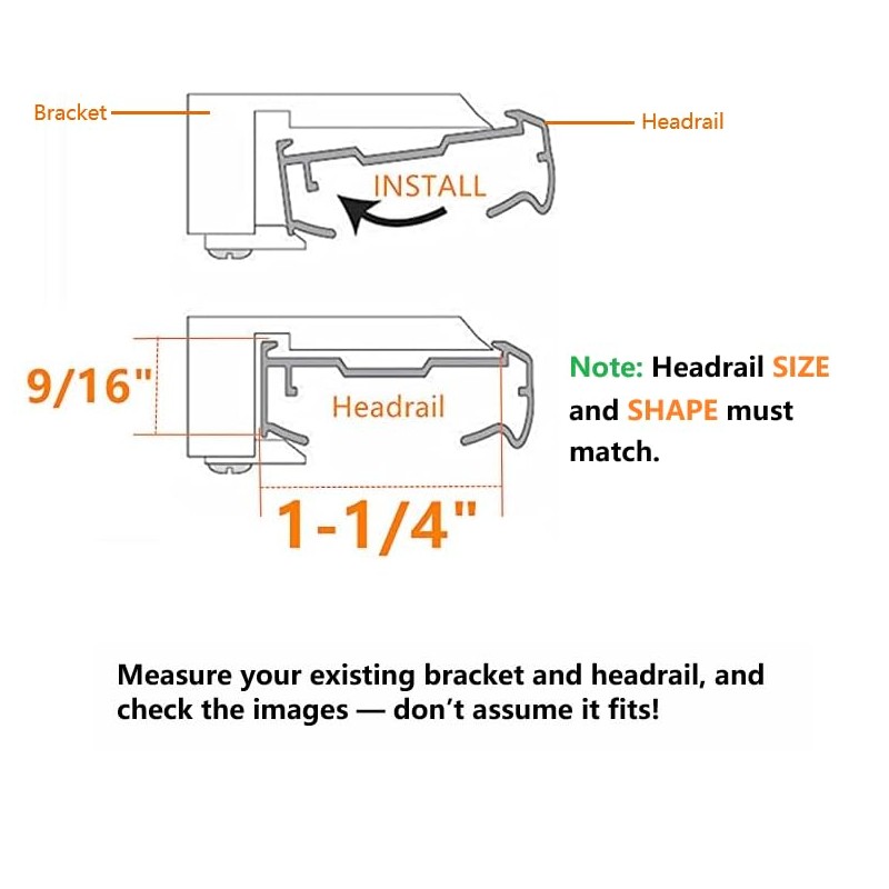 2pcs Mount Bracket Holder for Pleated and Cellular Shades Headrail