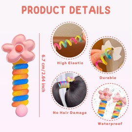 XINYUICEAN Diademas en Espiral para Niñas, 5 Pcs Gomas para el Pelo en Espiral, Línea Telefónica Gomas Elásticas para el Cabello Soportes para Coletas, Accesorios para el Cabello con Cordón Teléfono