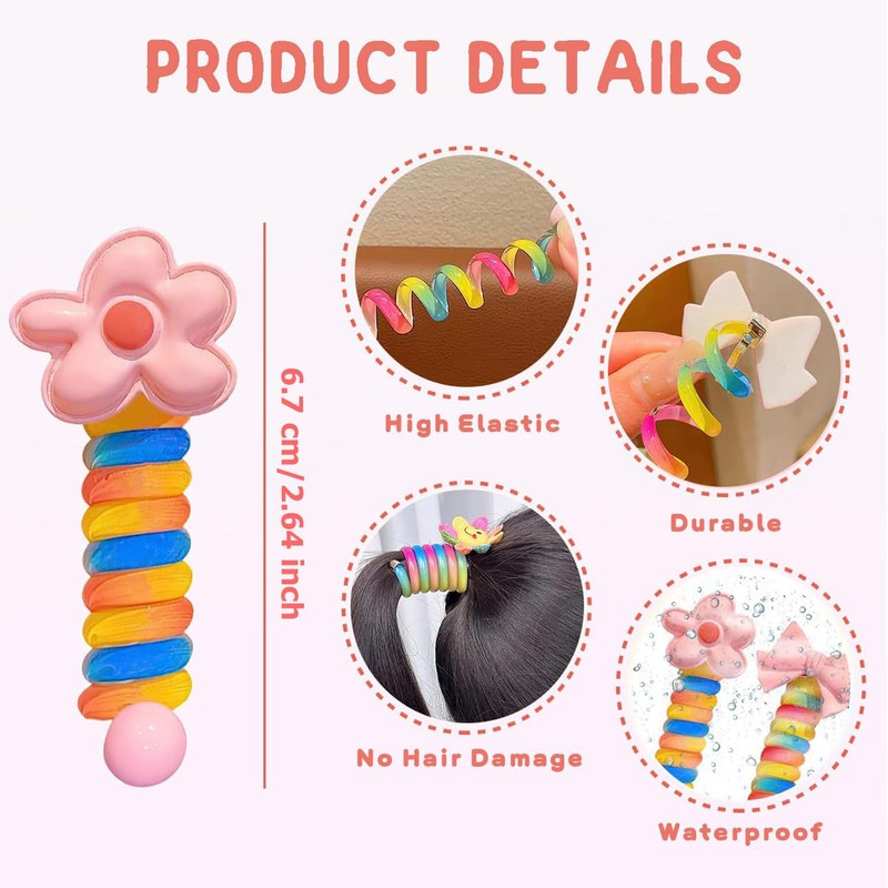 XINYUICEAN Diademas en Espiral para Niñas, 5 Pcs Gomas para