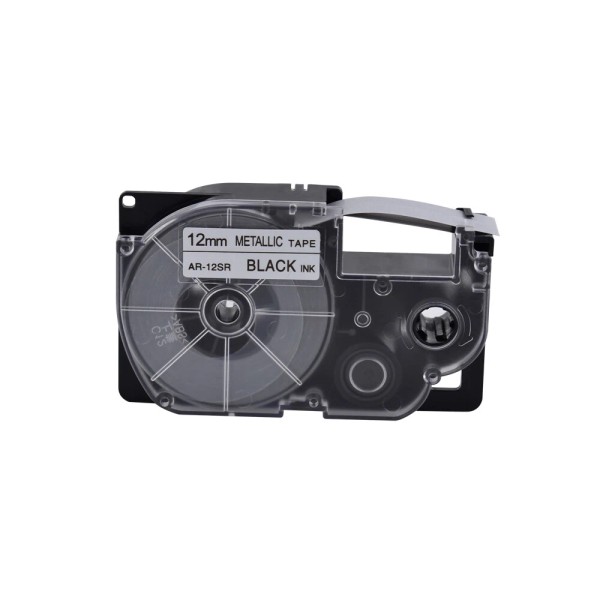 Superink 1PK Black on Metallic Tape Cartridge XR-12SR for Casio