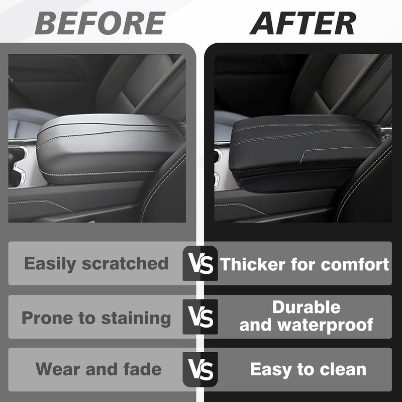Muslogy Center Console Cover 1-Inch Extra Thick Armrest Pad Compatible
