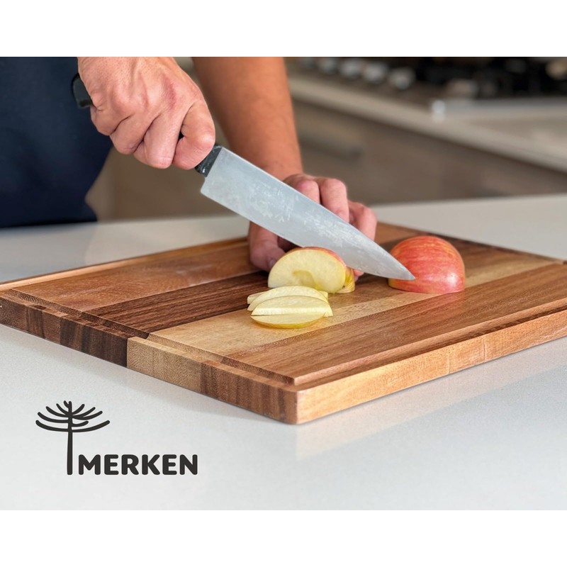 Acacia Wood Cutting Board – 17"x13" Butcher Block – Reversible