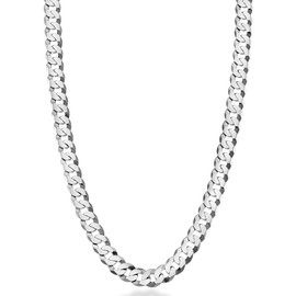 Miabella Solid 925 Sterling Silver Italian 7mm Diamond Cut Cuban Link Curb Chain Necklace for Men Women (Length 24 Inches)