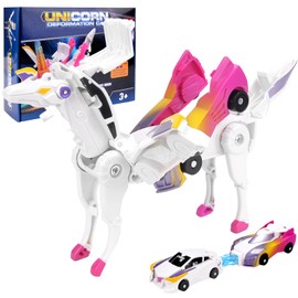 Jadyon Einhorn Roboter, Transformierendes Auto Robote-r Spielzeug, Unicorn Racing Car Set, Transformations-Auto-Roboter-Spielzeug Geschenk FüR Kinder, Kollision Deformation Kombinierter Robote-r.