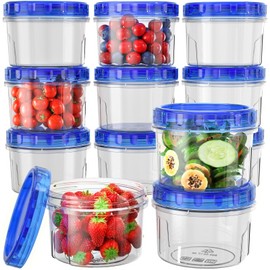HOMETALL Freezer Storage Containers, [12 Pack-16 Oz] Airtight Plastic Food Storage Containers with Twist Top Lids, Soup, Meal Prep Containers | BPA Free | Stackable | Leakproof