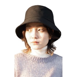 cocyu Women's Bucket Hat Size Adjustable, Washable, Simple, Solid, Black