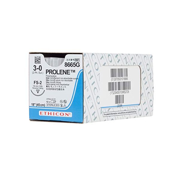 Ethicon PROLENE Polypropylene Suture, 8665G, Synthetic Non-absorbable, FS-2 (19 mm),