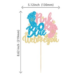 1 decoración de pastel rosa o azul con texto en inglés «We Love You» para invierno, revelación de género, copo de nieve, decoración para tartas de invierno para baby shower