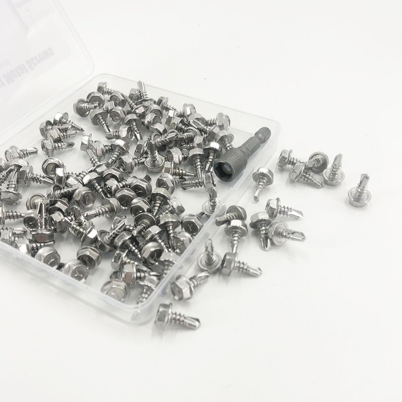 QSJ 110PCS #10 x 1/2'' Sheet Metal Screws 410 Stainless