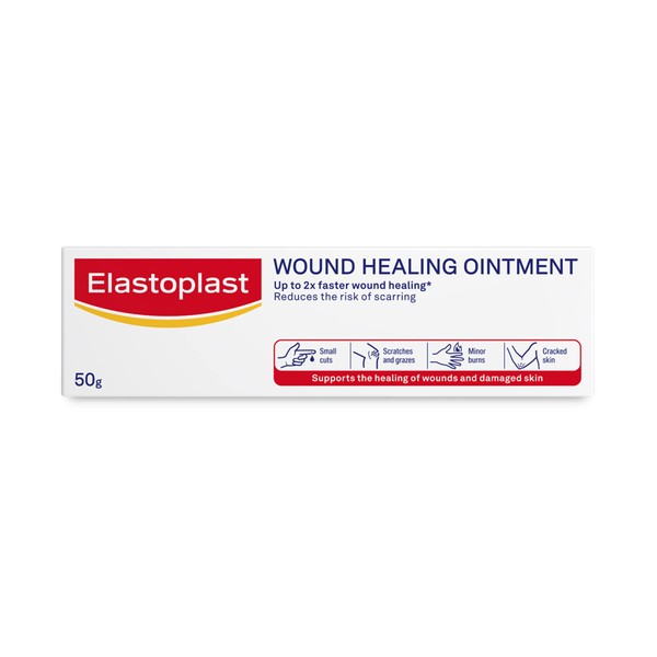 Elastoplast Wound Healing Ointment, 50g | Promotes up to 2x faster healing | Reduces the risk of scarring | Can be used at all stages of wound healing | Very skin-friendly & suitable for babies | Free of fragrances, colorants & preservatives or animal-derived substances